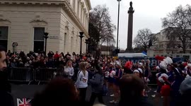 London cheerleaders at the January first new year parade in central london