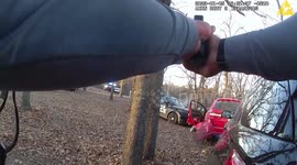 Dashcam footage shows intense standoff between Oklahoma City Police, armed suspect who crashes into tree