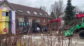 Police vehicles are attacked by activists in Lützerath, Germany