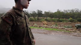 Engineers and support staff arrives to assist Santa Barbara County officials with re-directing the rain and creek water