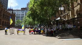 Ukrainians and their supporters protest against the Russian Red Cross