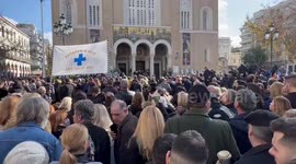 People gathered for Constantine II fubral procession in Athens, Greece