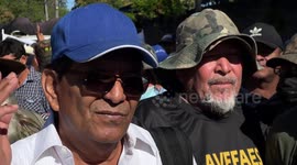 Salvadorian protester shares his view during demo against policies of the Bukele government in El Salvador