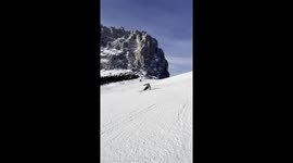 Skier and snowboarder suddenly crash at full speed on ski slope in Italy