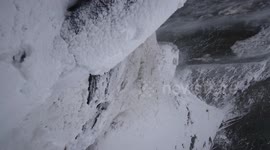 Bridal Veil Falls Provincial Park freezing over in a snowstorm