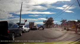Accident Truck Fails To Signal Collides With Car Sending It Flying!