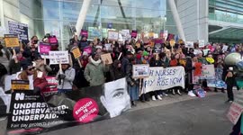Nurses protest outside the University College hospital, claps don’t pay the bills