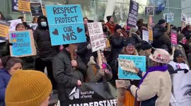 Nurses stage huge protest outside University College Hospital as nurses’ strikes continue in UK
