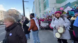 Nurses protest outside the University College hospital, claps don’t pay the bills