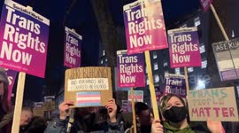 Transgender right protesters gather in London after UK gov't blocks Scottish law recognizing gender