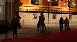 A crazy bike rides of the red carpet for the arrivals of  Cirque Du Soleil Kurios press night