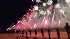 Dozens of residents set off fireworks to welcome new year