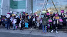 Nurses at picket line outside University College Hospital on second day of strike