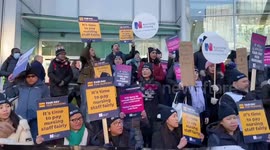 Nurses gather outside University College Hospital for second day of latest strike