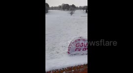 Snow falls on Manchester seeing airport temporarily closed