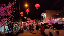 Houses in village Melaka Malaysia are decorated gorgeously to welcome the year of rabbit lunar year