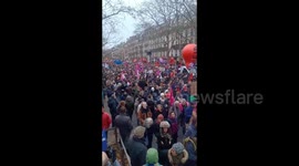 Protesters against pension reform flock to the streets of Paris, France
