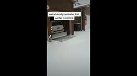 Canadian dad makes home-made plow hitch attachment to clear his driveway of snow