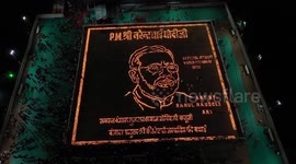 India PM Narendra Modi honored with impressive 72,000-piece light portrait