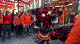 Lions out in London’s Chinatown as Chinese new year celebrations start
