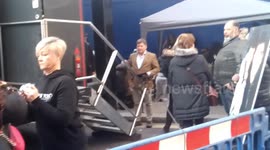 Suspended Tory MP Andrew Bridgen seen at protest for vaccine injured outside BBC