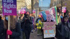 Protesters march in Westminster as Rishi Sunak blocks Scottish gender recognition bill