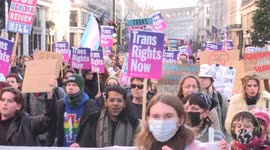 Hundreds of trans rights supporters march through London over UK government blocking Scottish gender reform bill