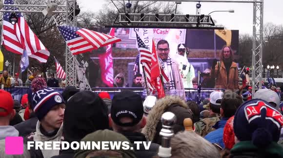 File footage shows George Santos speaking at DC Rally the day before storming of the Capitol
