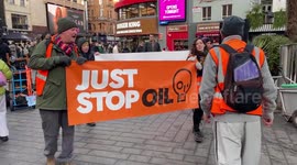 Just Stop Oil activists protest in Leicester Square, London