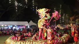 Huge 165ft-long lion puppet dances at Chinese New Year celebration in Thailand
