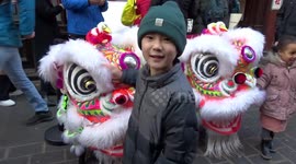 Kids enjoy photo shoot with Dragons in Soho as Chinese New Year 2023 is celebrated in London