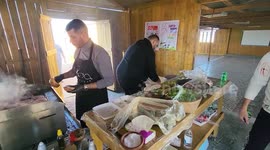Palestinian chef Youssef Qudeih, 27, cooks fast food