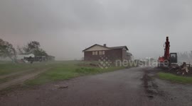 Intense derecho wind storm flips camper in Canada