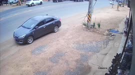 Pickup truck spins out of control and slammed on parked car