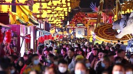Tourists Visit A Pedestrian Street During Lunar New Year in Nanning, China
