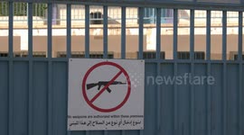 A view of closed institutions run of the headquarters United Nations Relief and Works Agency (UNRWA) during a general strike