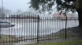 High Water Drive Through in Houston Durinh Severe Storms