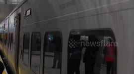 First inaugural train arrives at Grand Central Madison in New York, US