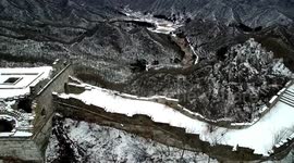 Spectacular drone footage shows snow-covered Great Wall of China