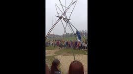 Vietnamese locals believe swaying on this giant swing will grant them a good harvest