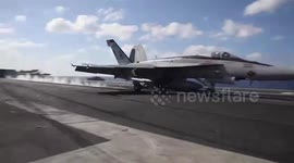US Navy Aircraft Take Off From Supercarrier USS George H.W. Bush In Joint Exercise With Israel In The Mediterranean waters
