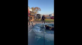 Getting second holstein steer off of our pool cover in central IL