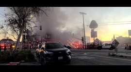 Fire at Downtown Los Angeles, CA. 7th and S Hoover St