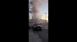 Building on Fire in Downtown Los Angeles on January 26, 2023.