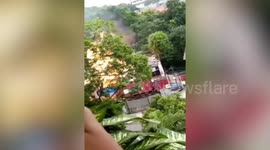 Shocking moment shop selling LPG gas explodes in Indonesia