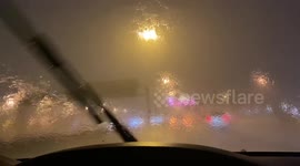 Driving through Mega Rainfall along Qatar highway, the heaviest rain for a long time