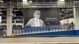 Large mural celebrating one of the UK's first female train drivers Karen Harrison has been unveiled at Euston Station in London