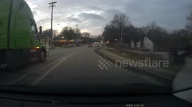 Accident: Semi Trailer Merges Into the Same Lane as Car and Rams Into it