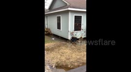 Flooding after tornado hit Beaumont, TX, USA