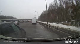 Hit and Run: Grey Car Overtakes Driver and Damages Hood